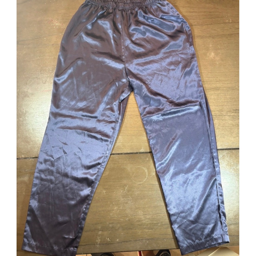 Y2K Victorias Secret Navy Blue Satin Pajama Pants Sleep Bottoms Small